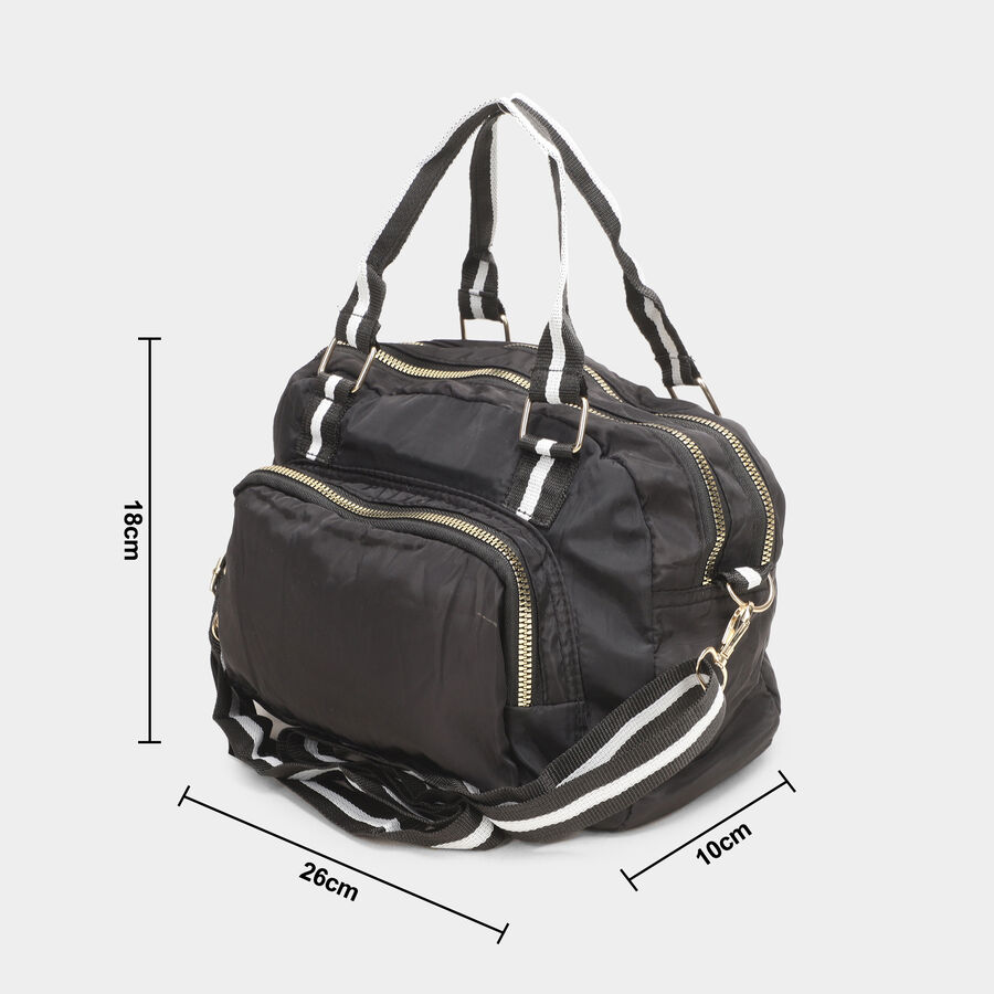 Women's Black Fabric Hand Bag, , large image number null