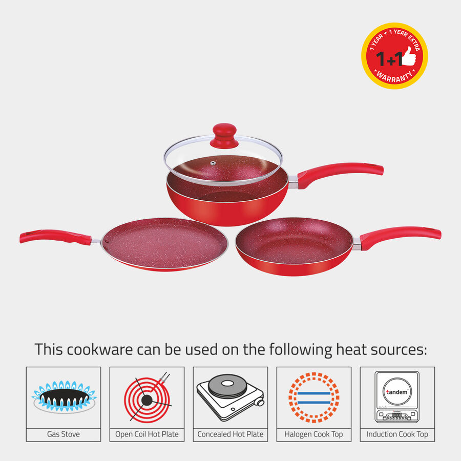 Aluminium Cookware Set - Wok, Fry pan & Tawa, , large image number null