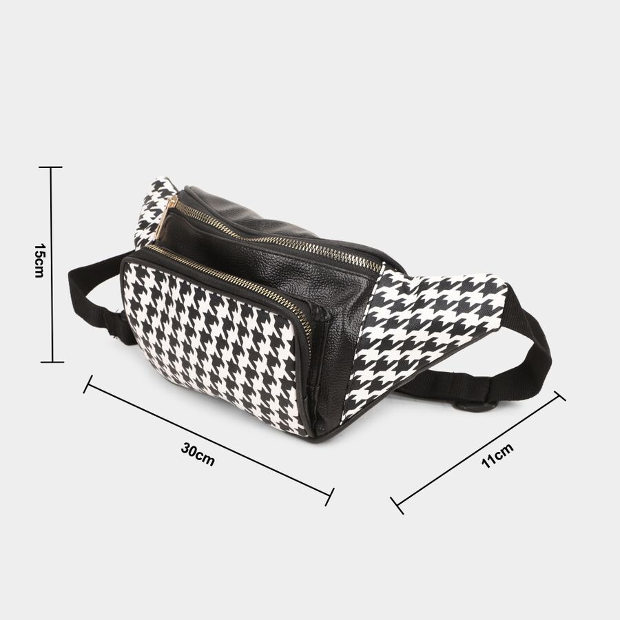 Women's Black Polyurethane Waist Pouch, , large image number null