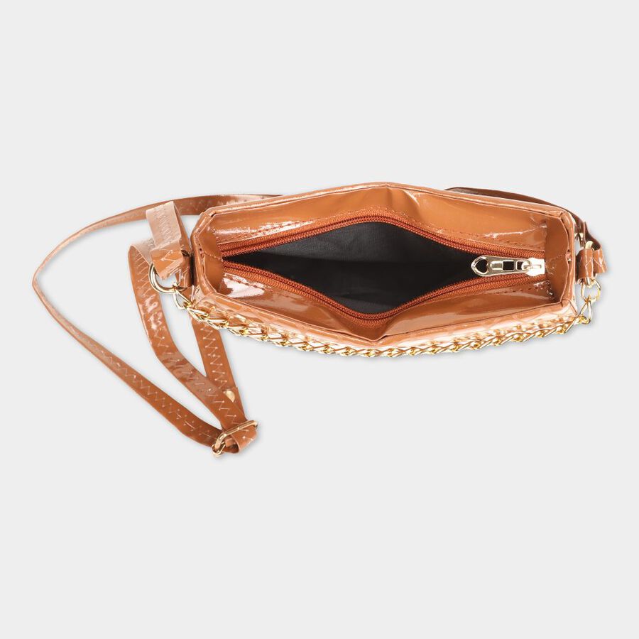 Women's Tan Polyurethane Sling Bag, , large image number null
