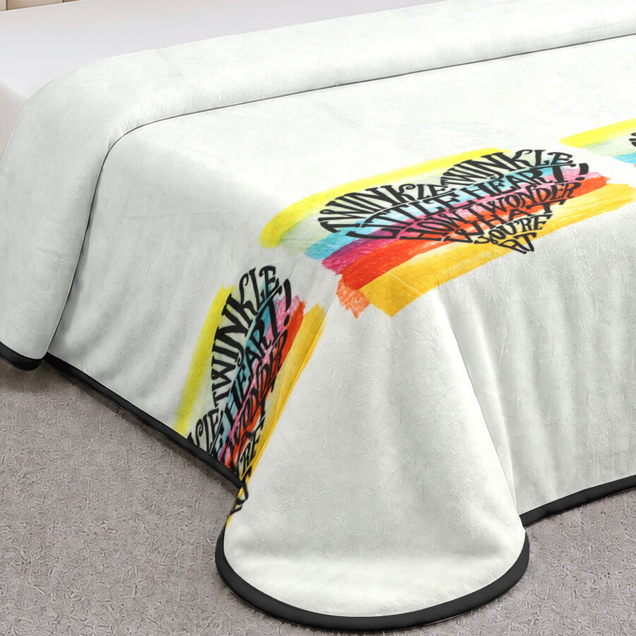 White Printed Polyester Blanket, , large