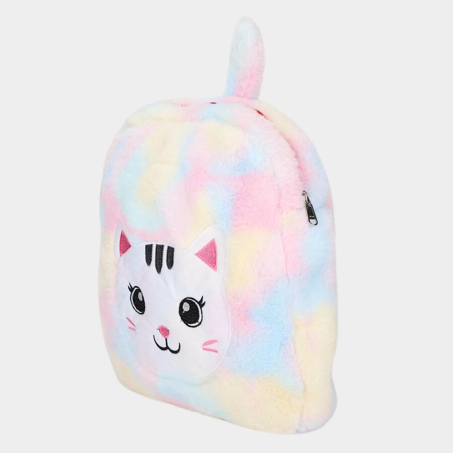 Kid's Cute Furry Cat Face Pluesh Backpack , , large