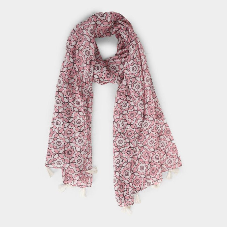 Women's White Viscose Scarf, , large image number null