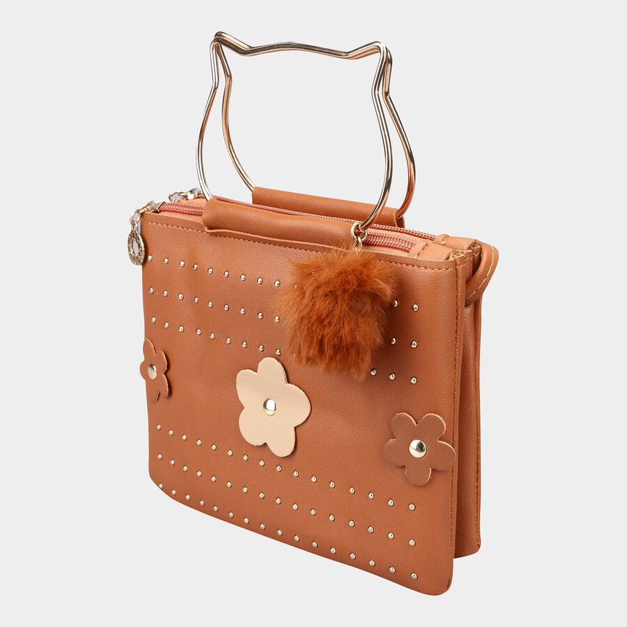 Women's Tan Polyurethane Sling Bag, , large image number null