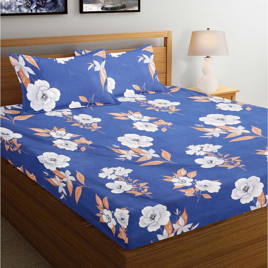 110 GSM Microfiber Double Bedsheet with 2 Pillow Covers, , large image number null