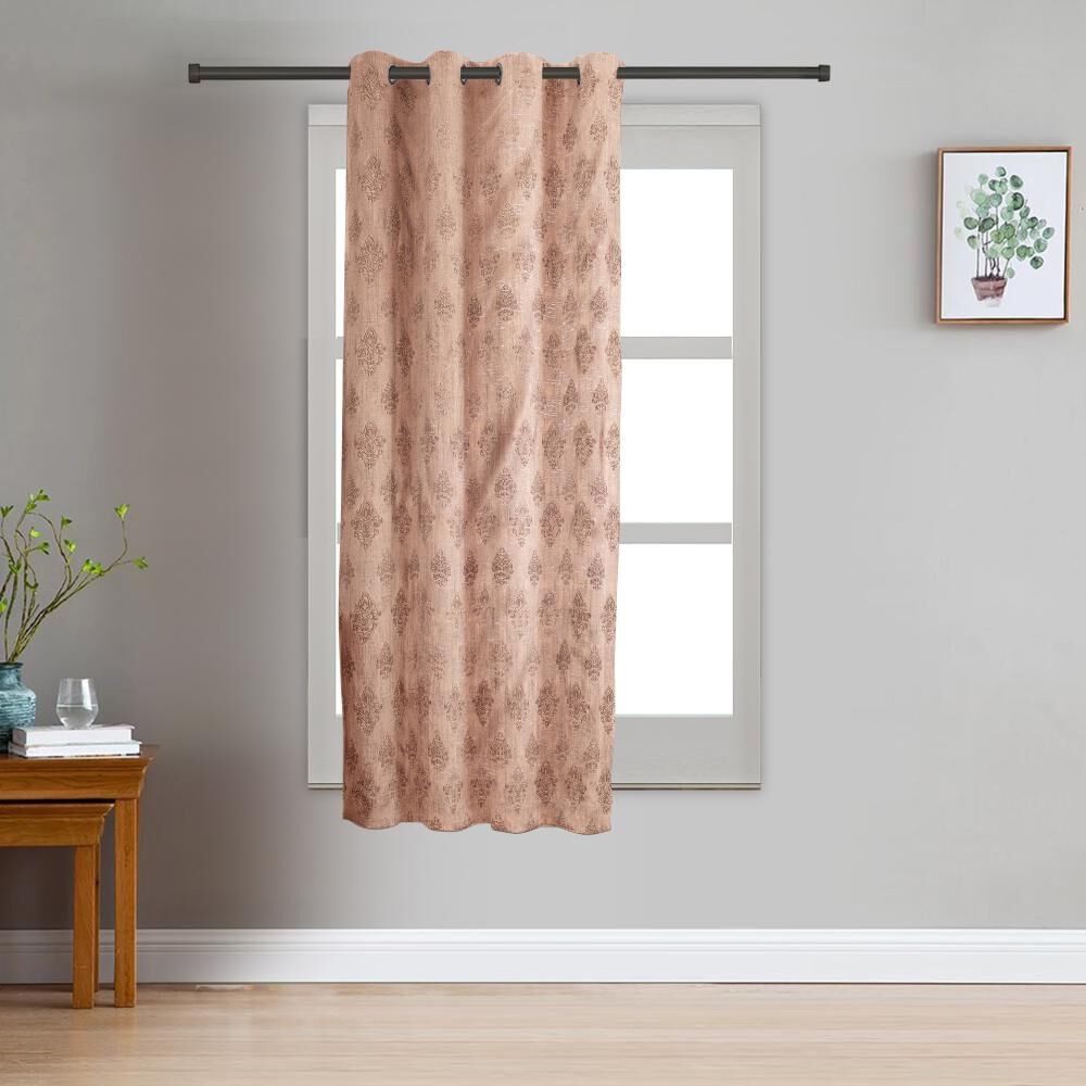 Home Beautiful                         5ft. Rich Copper Brown Embossed Eyelet Curtains