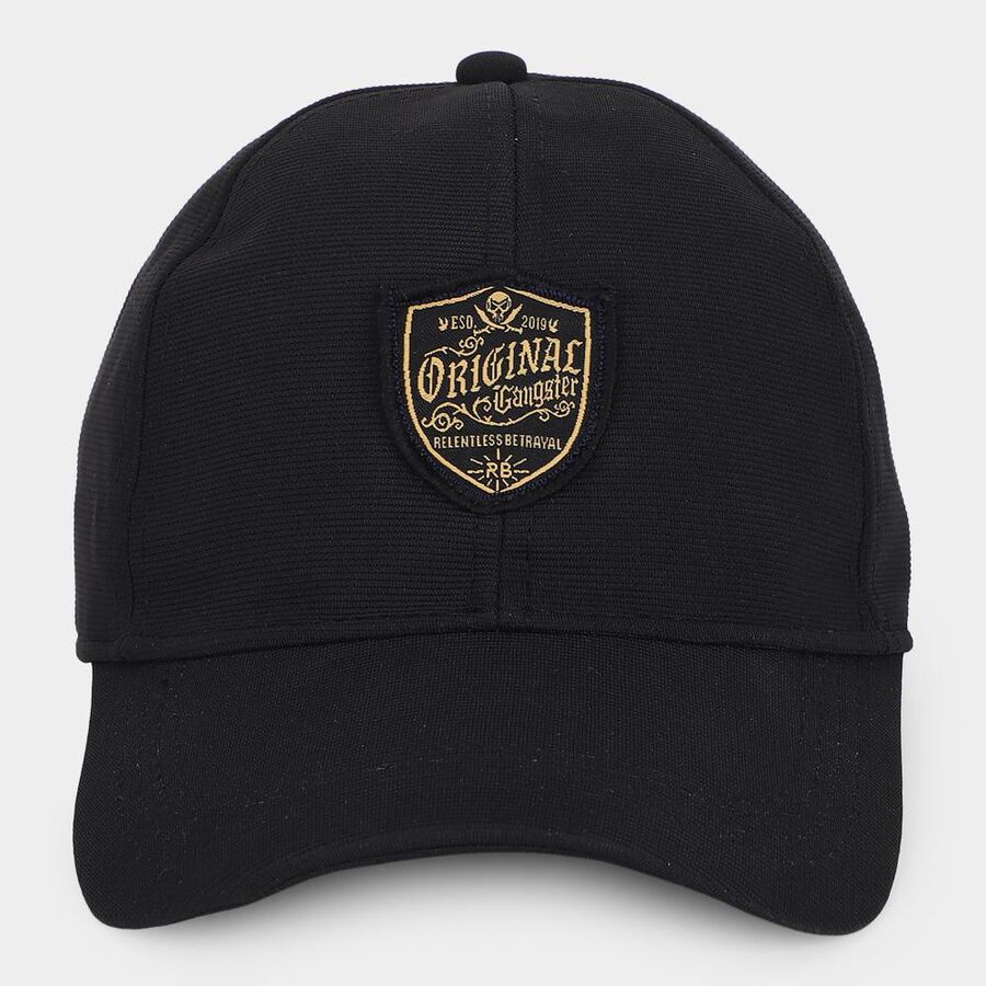 Men's Black Fabric Cap, , large