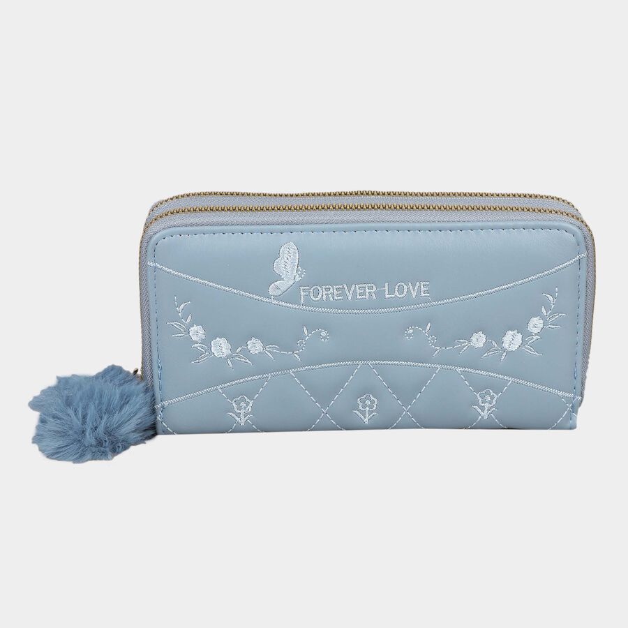 Women's Blue Polyurethane Clutch Bag, , large image number null
