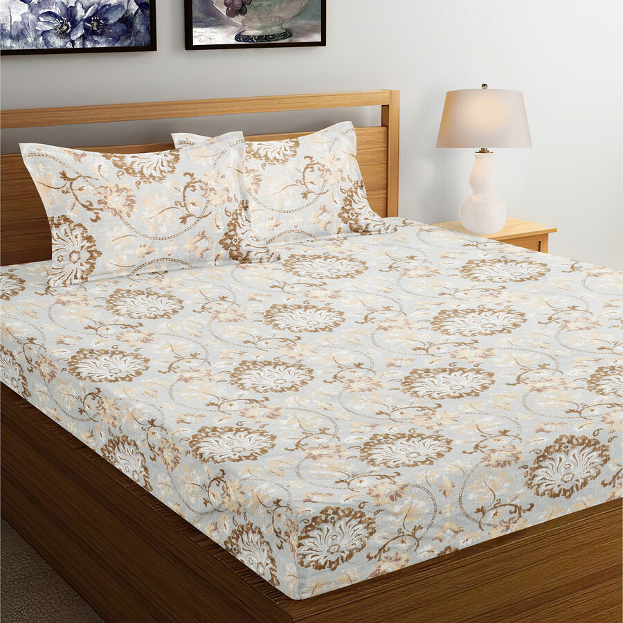 120 GSM White Polyester Double Bedsheet, , large image number null