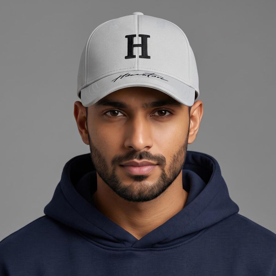 Men's Grey Fabric Cap, , large