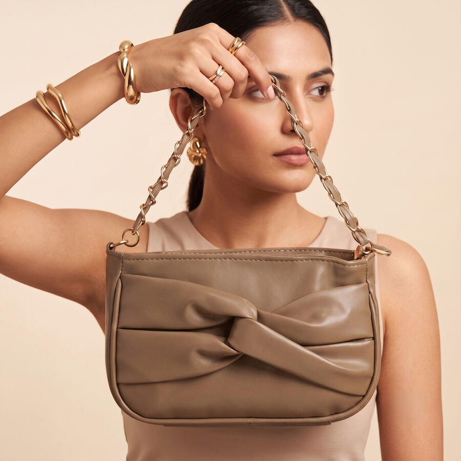 Woman's Beige Polyurethane Bag, , large