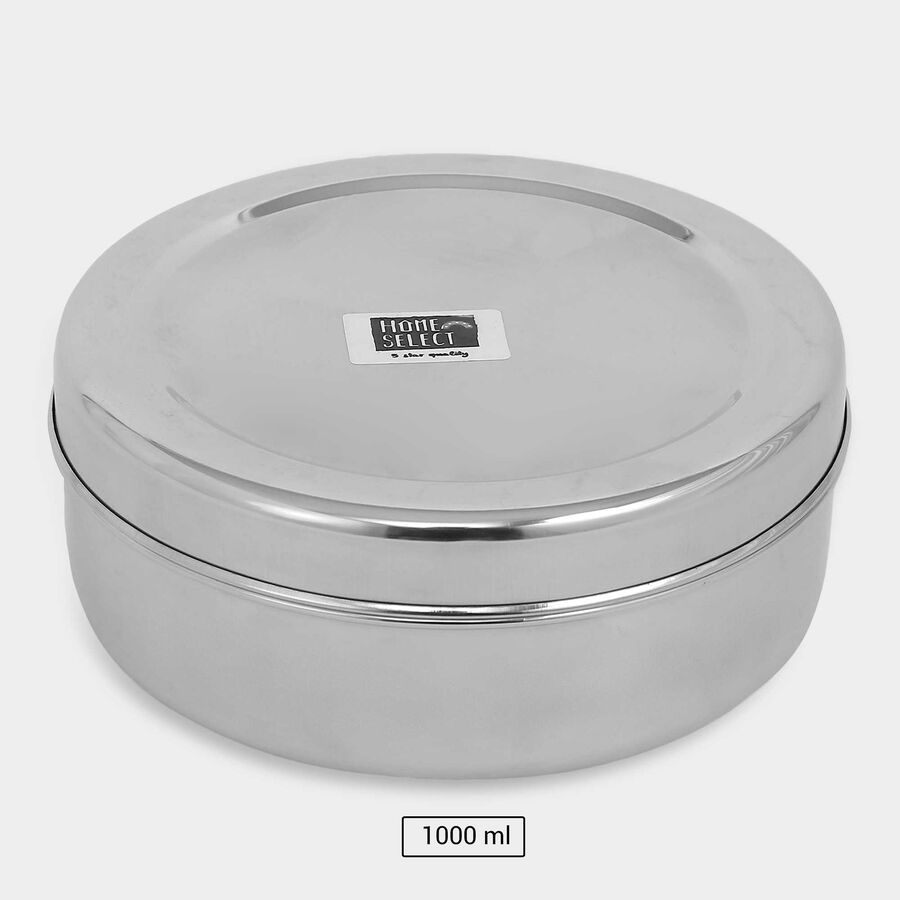 Stainless Steel Round Container (Poori Dabba) - 1000ml, , large image number null