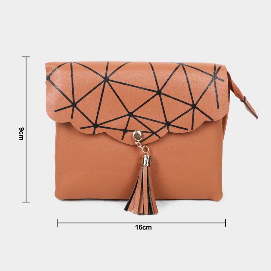 Women's Tan Polyurethane Sling Bag, , large image number null