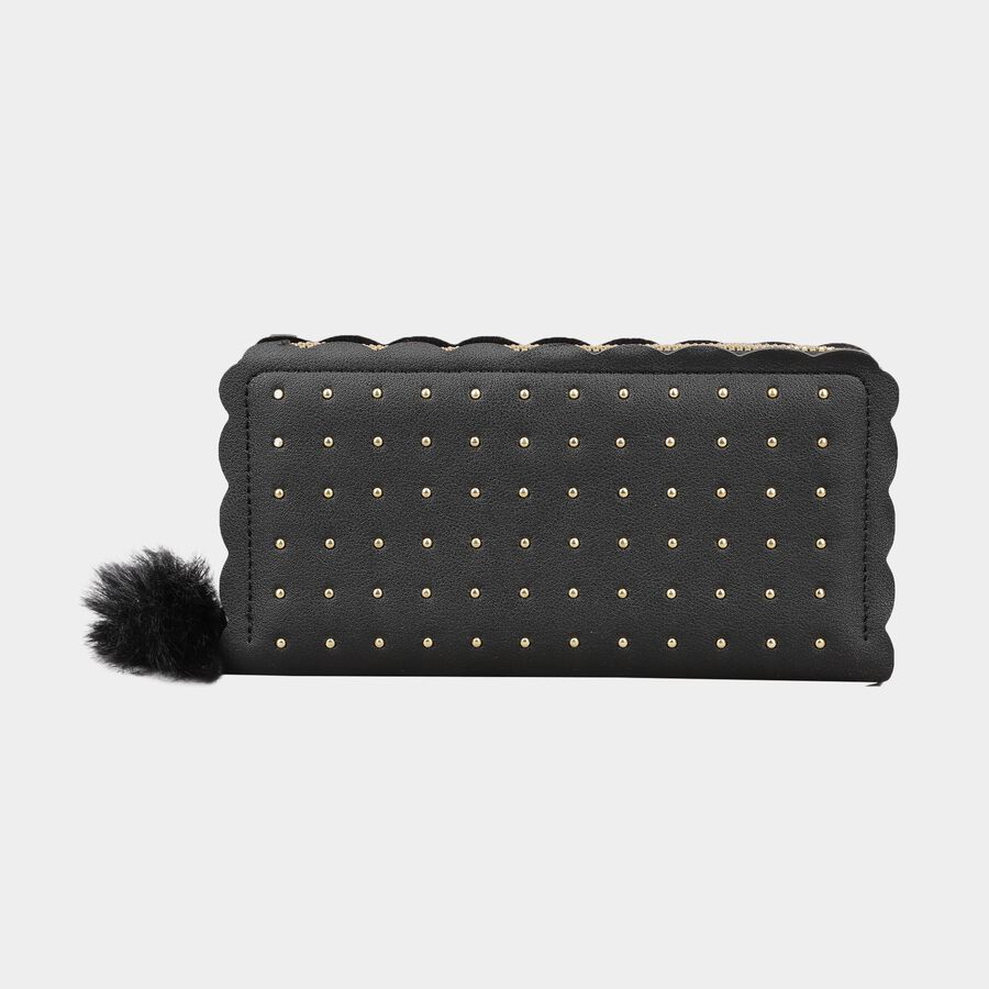 Women's Black Polyurethane Hand Pouch, , large image number null