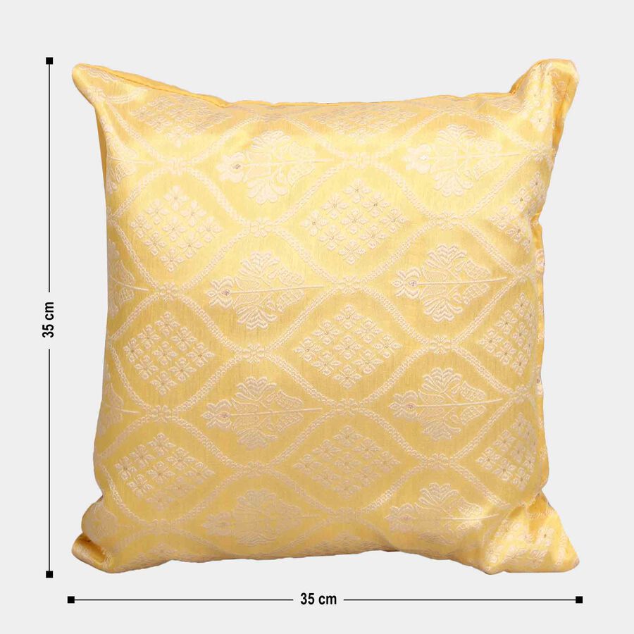 Yellow Jacquard Decorative Cushion, , large