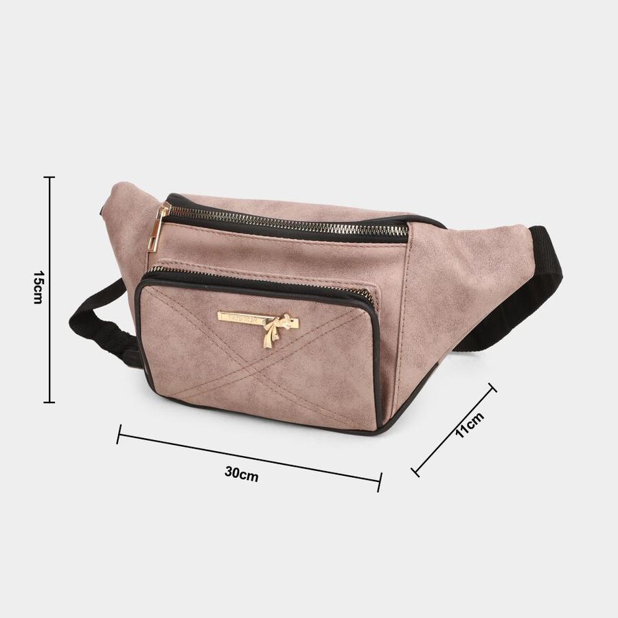 Women's Pink Polyurethane Waist Pouch, , large image number null