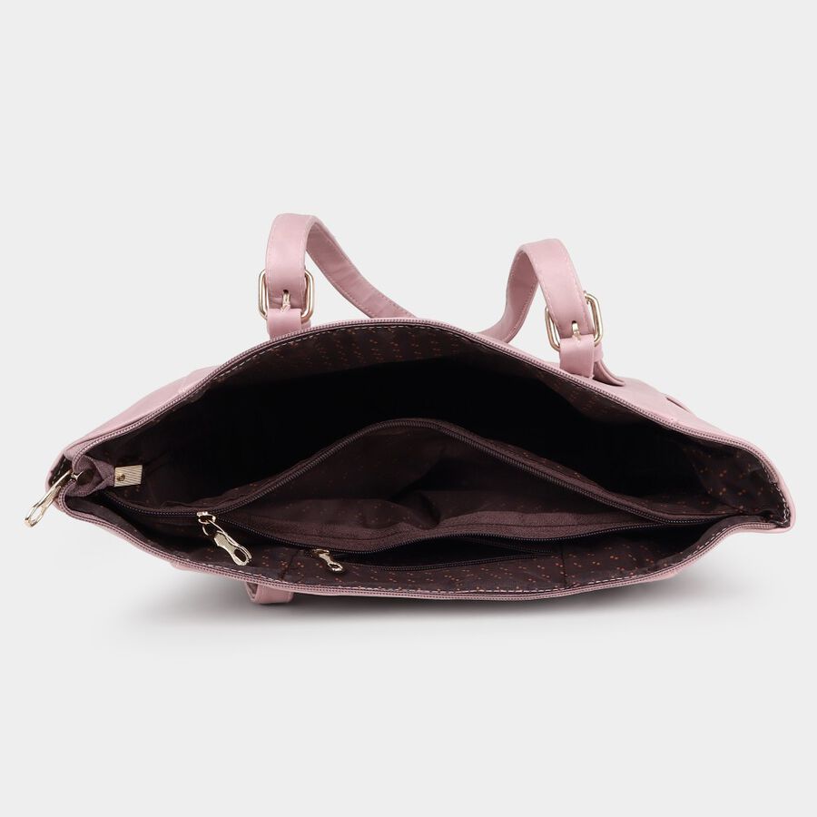 Women's Pink Polyurethane Tote Bag, , large image number null