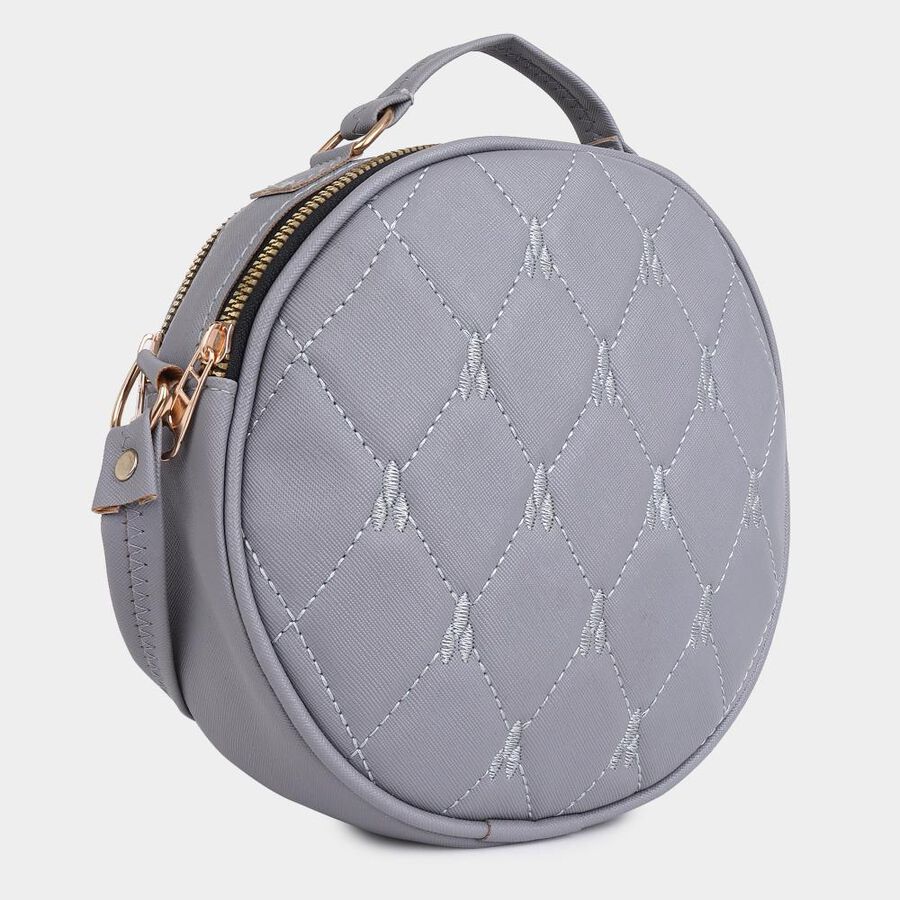Women's Grey Polyurethane Sling Bag, , large image number null