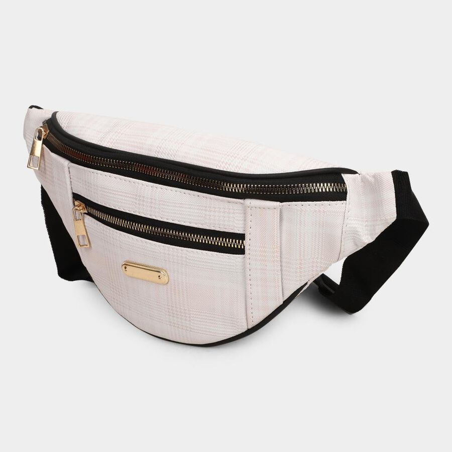 Women's off-White Polyurethane Waist Pouch, , large image number null