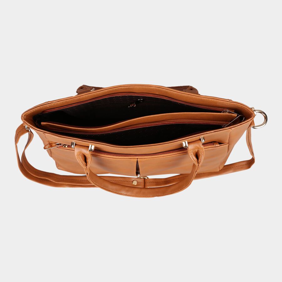 Women's Tan Polyurethane Tote Bag, , large image number null