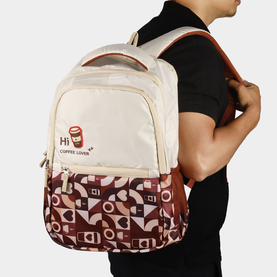 Beige Printed Backpack, , large image number null