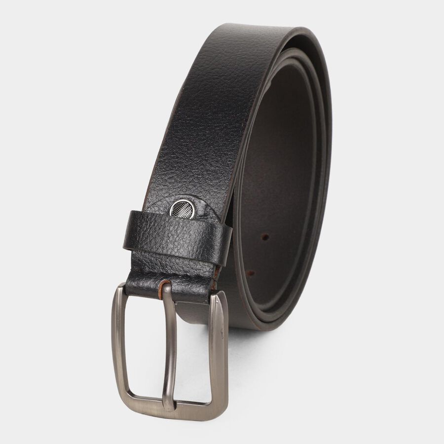 Black Tie Men's Black Leather Formal Belt, Upto 38 in Waist Vishal