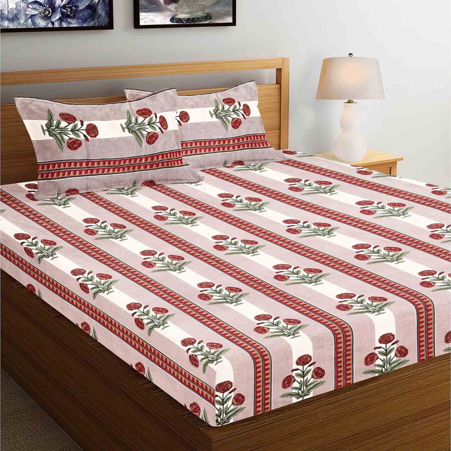 110 GSM Red Microfiber Double Bedsheet With Pillow Cover, , large image number null