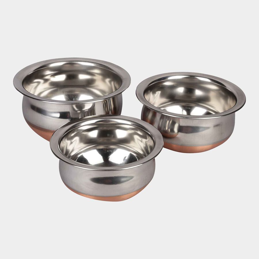 Set Of 3 Pc Stainless Steel Copper Bottom Handi Set, , large image number null