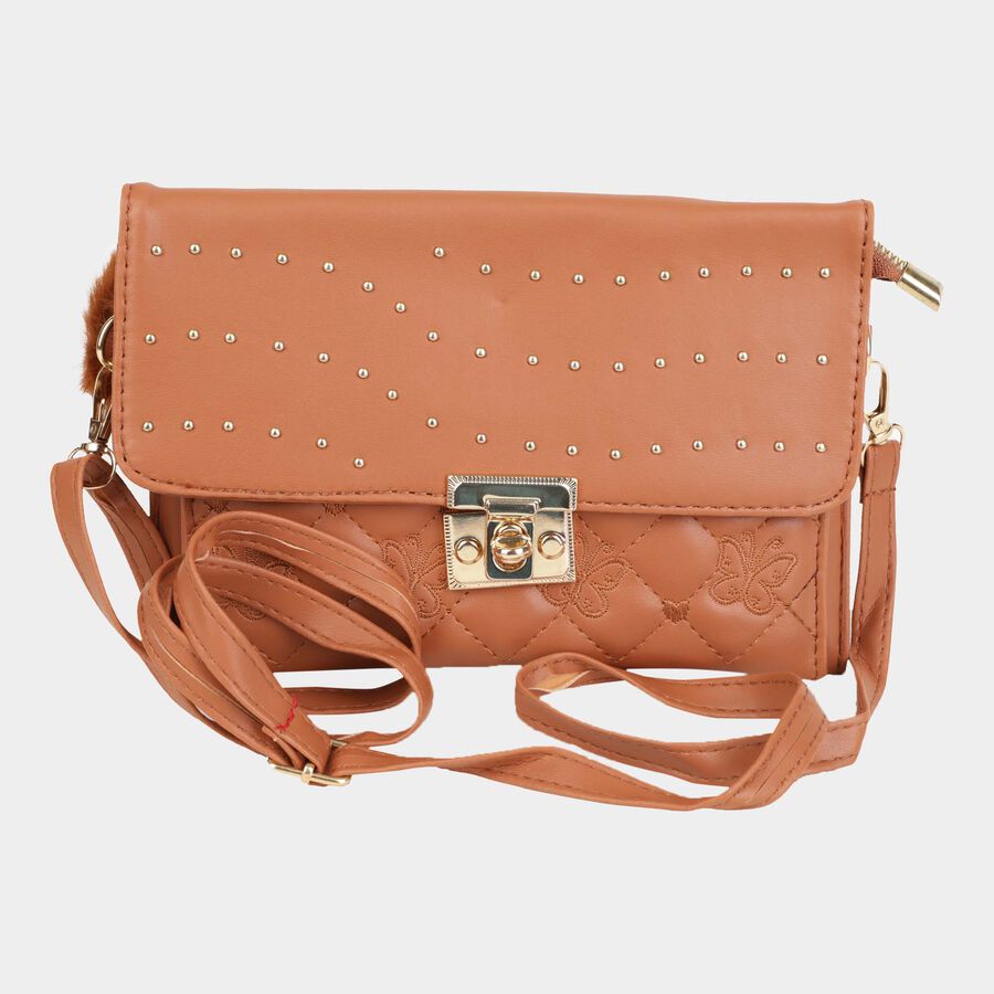 Women's Polyurethane Zipper Sling Bag, , large image number null