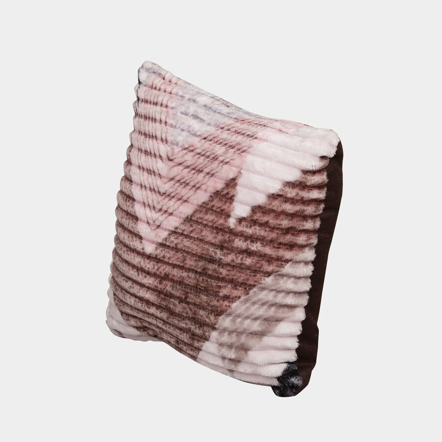 Pink and Brown Geometric Printed Cushion, , large