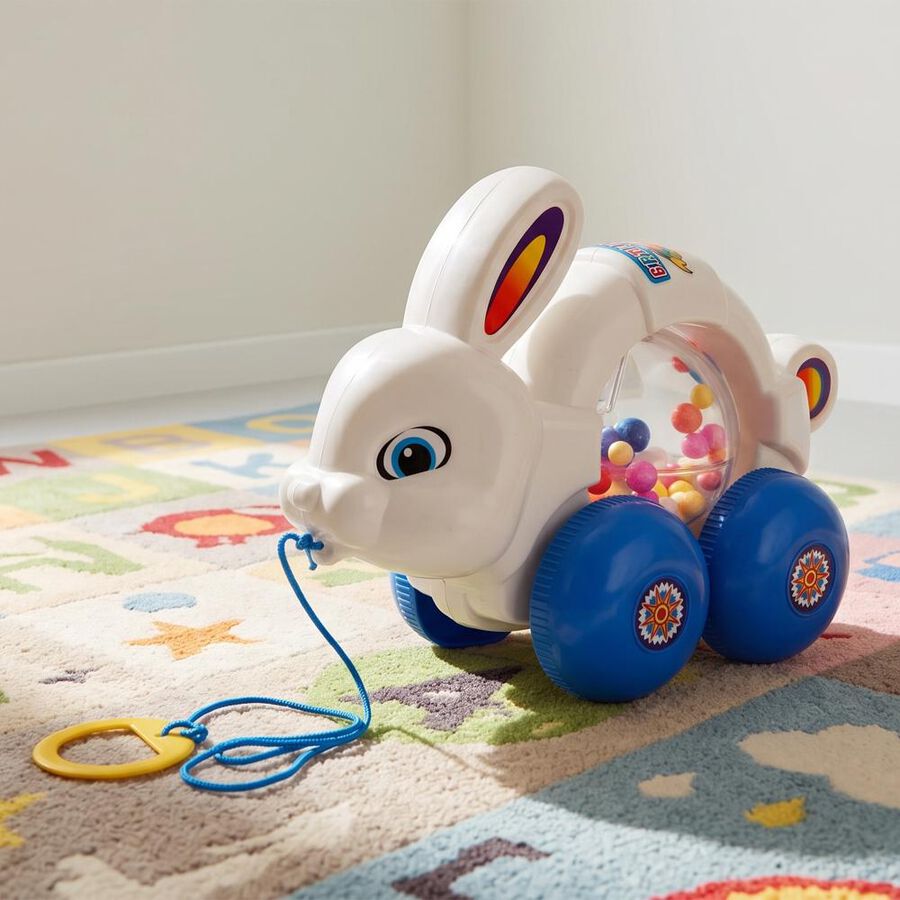 Kid's White Plastic Pull Along, , large