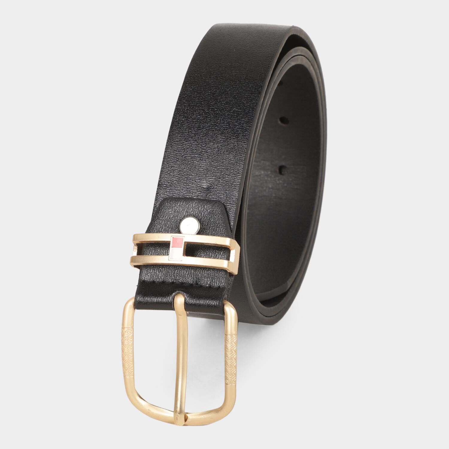 Black Tie                         Men's Black Polyurethane Casual Belt