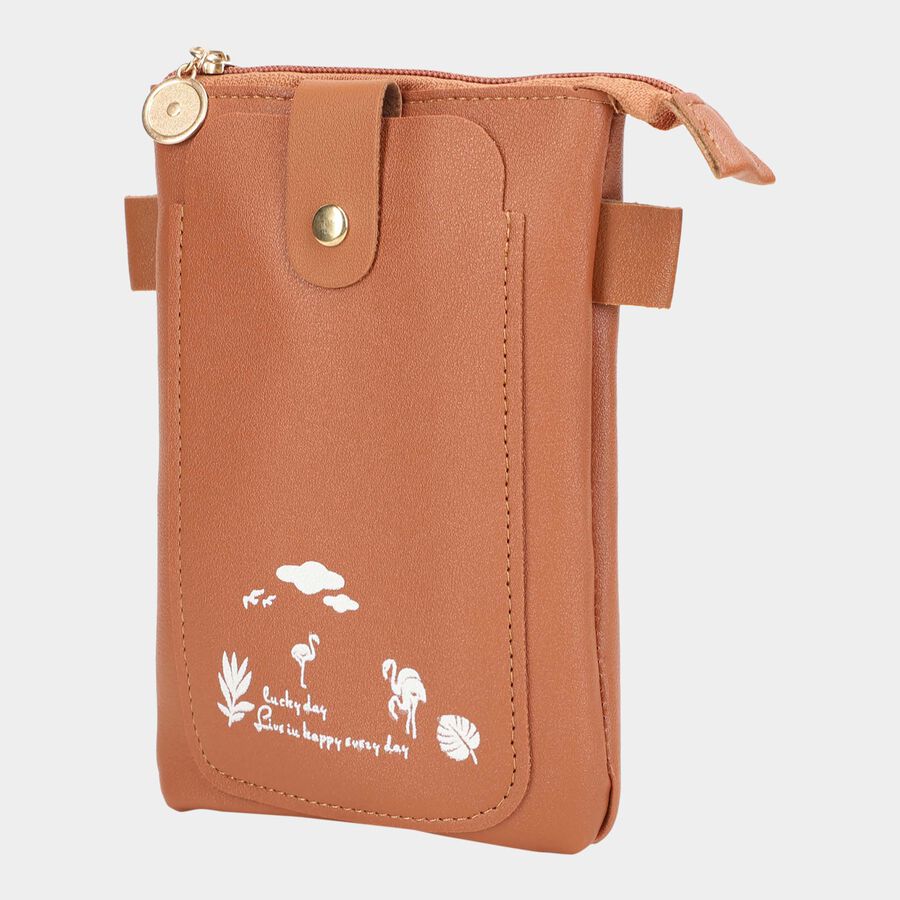 Women's Tan Polyurethane Sling Bag, , large image number null