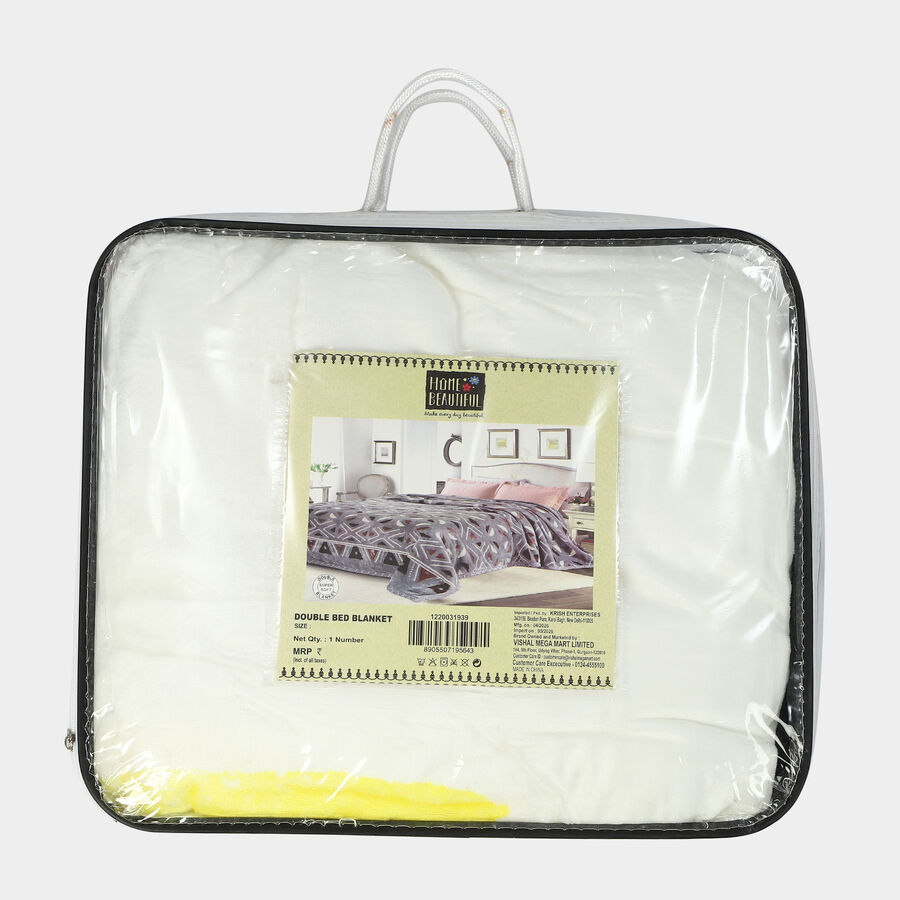White Printed Polyester Blanket, , large