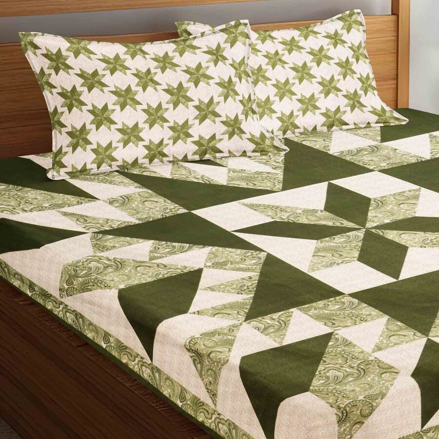 125 GSM Green Microfiber Double Bedsheet With Pillow Cover, , large image number null