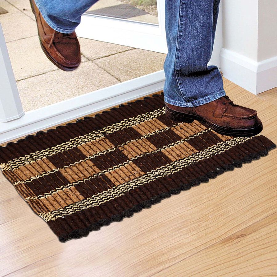 Brown Polyester Cotton Door Mat, , large image number null
