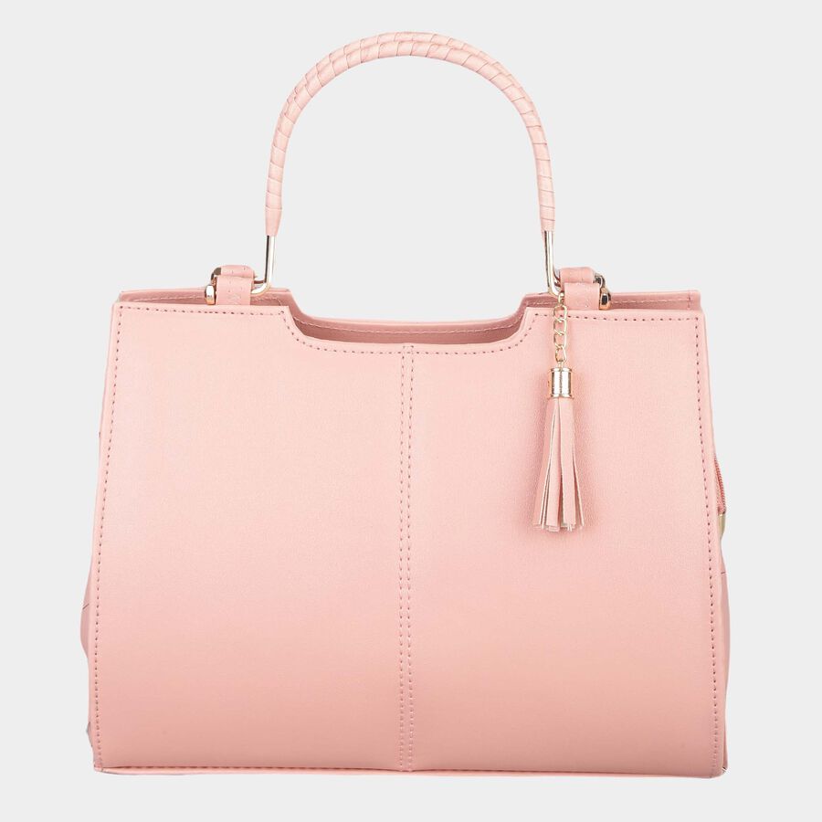 Women's Peach Polyurethane Tote Bag, , large image number null
