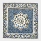 Blue Floral Embroidered Cushion Cover, , small