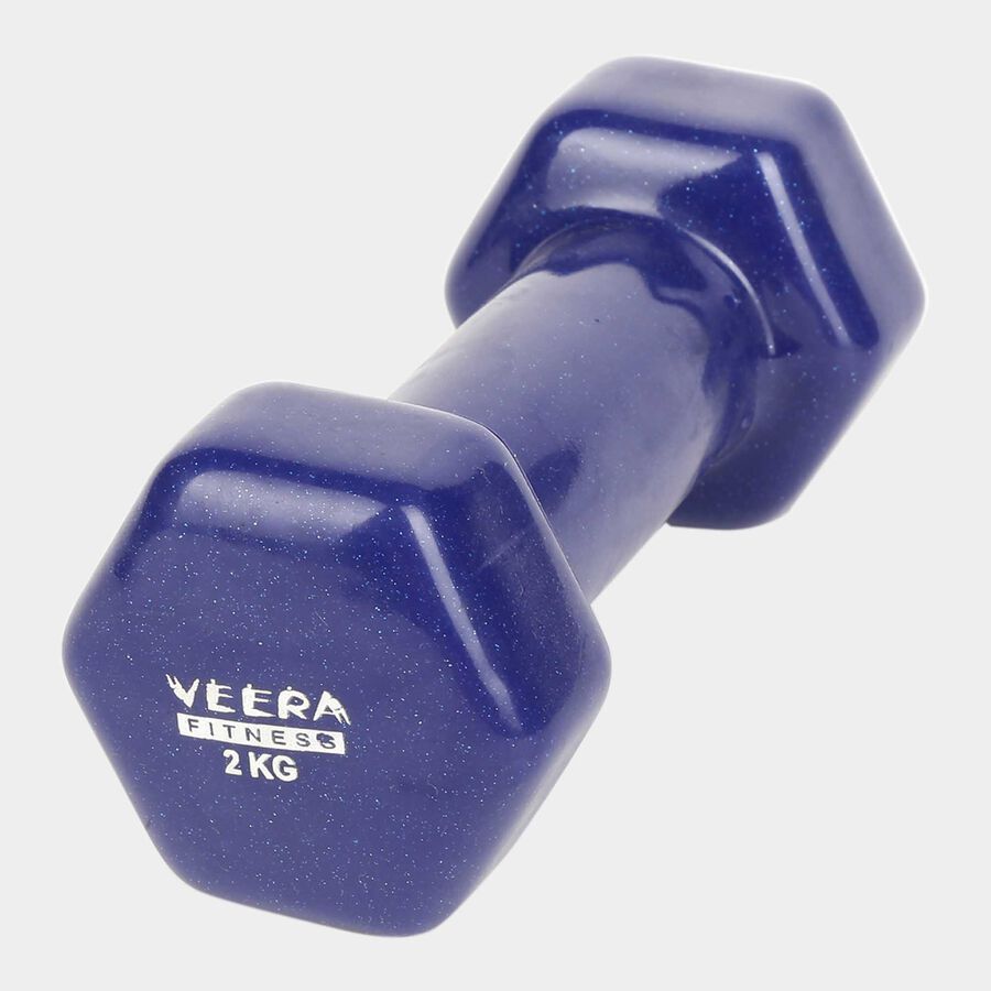 Rubber & Iron Body Fitness Dumbbells- 2 Kg Vinyl Dumbbell, , large image number null