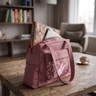 Mauve PU Shopping Bag, , small