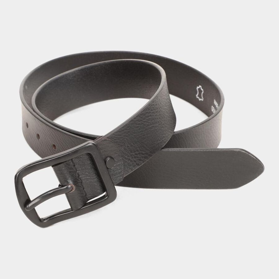 Men's Black Leather Casual Belt, , large image number null