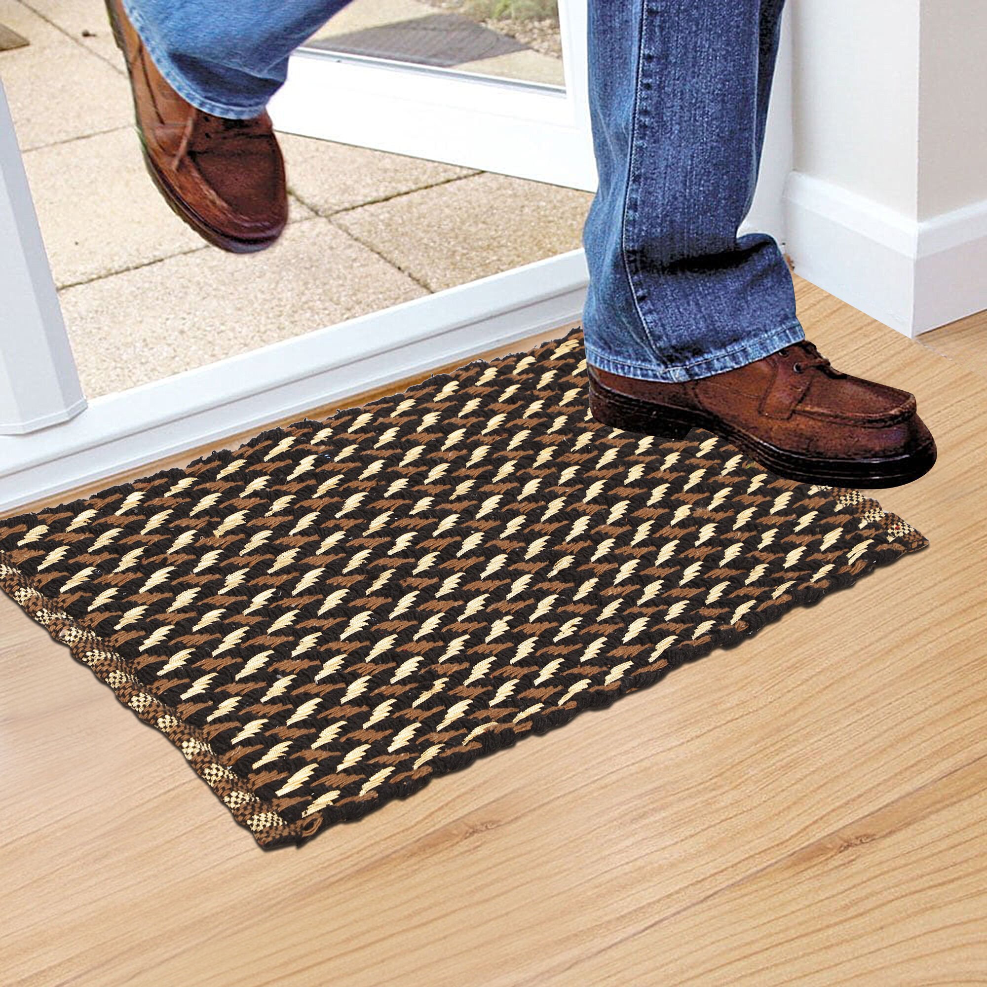 Home Beautiful                         Brown Polyester Cotton Door Mat