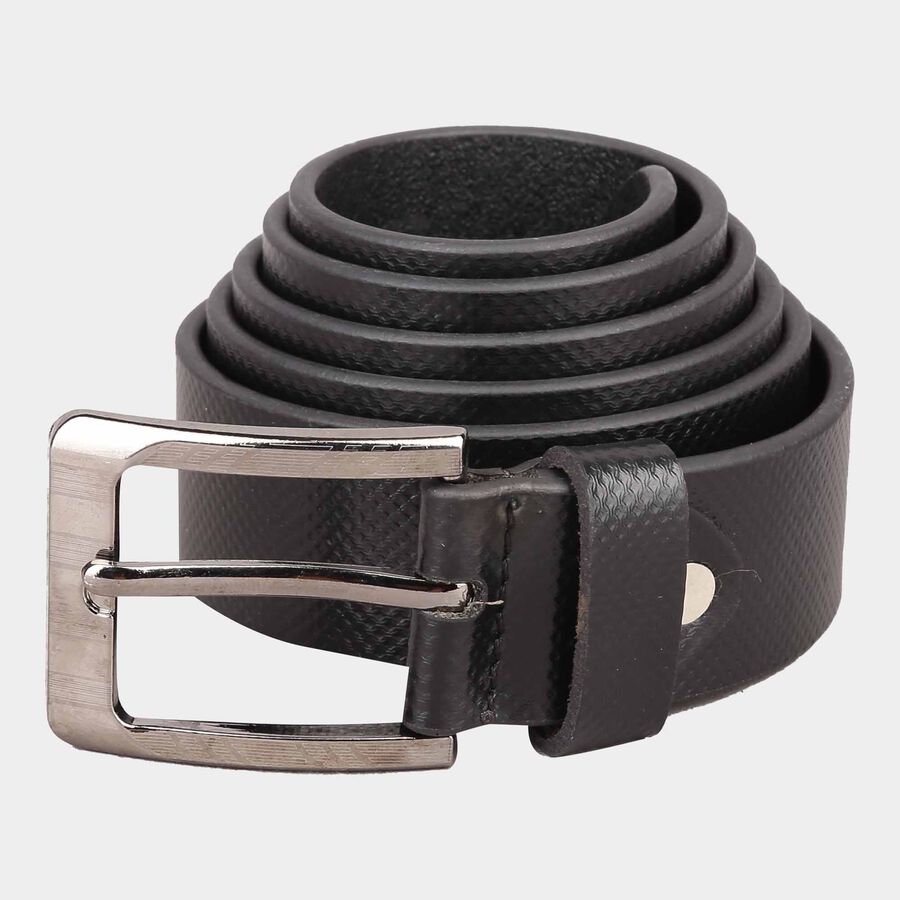 Men's Black Leather Casual Belt, , large image number null