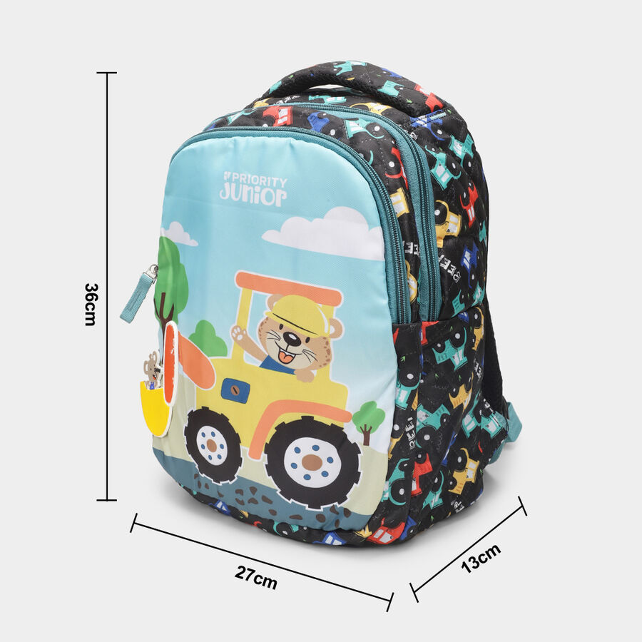 Kid's Black Cartoon Printed Bag, , large image number null