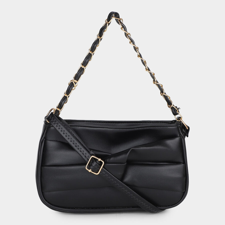 Woman's Black Polyurethane Bag, , large