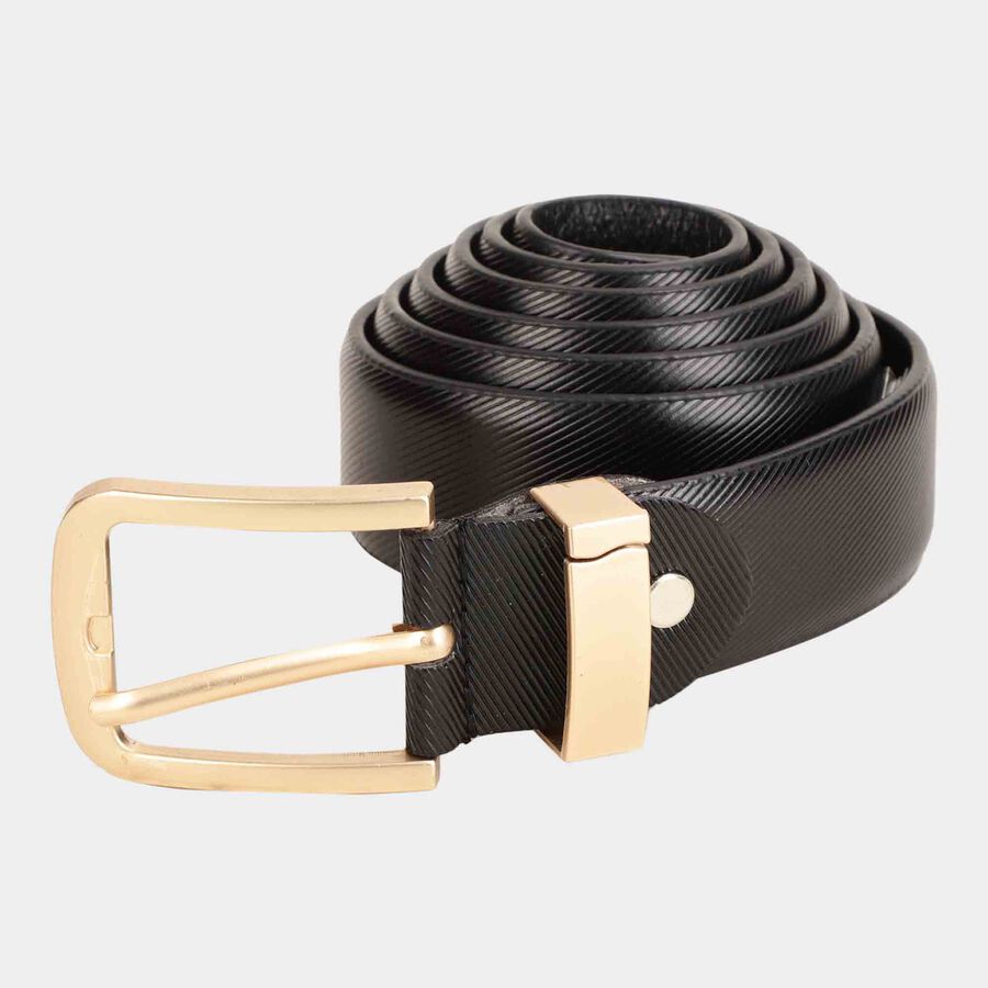 Men's Black Polyurethane Formal Belt, , large image number null