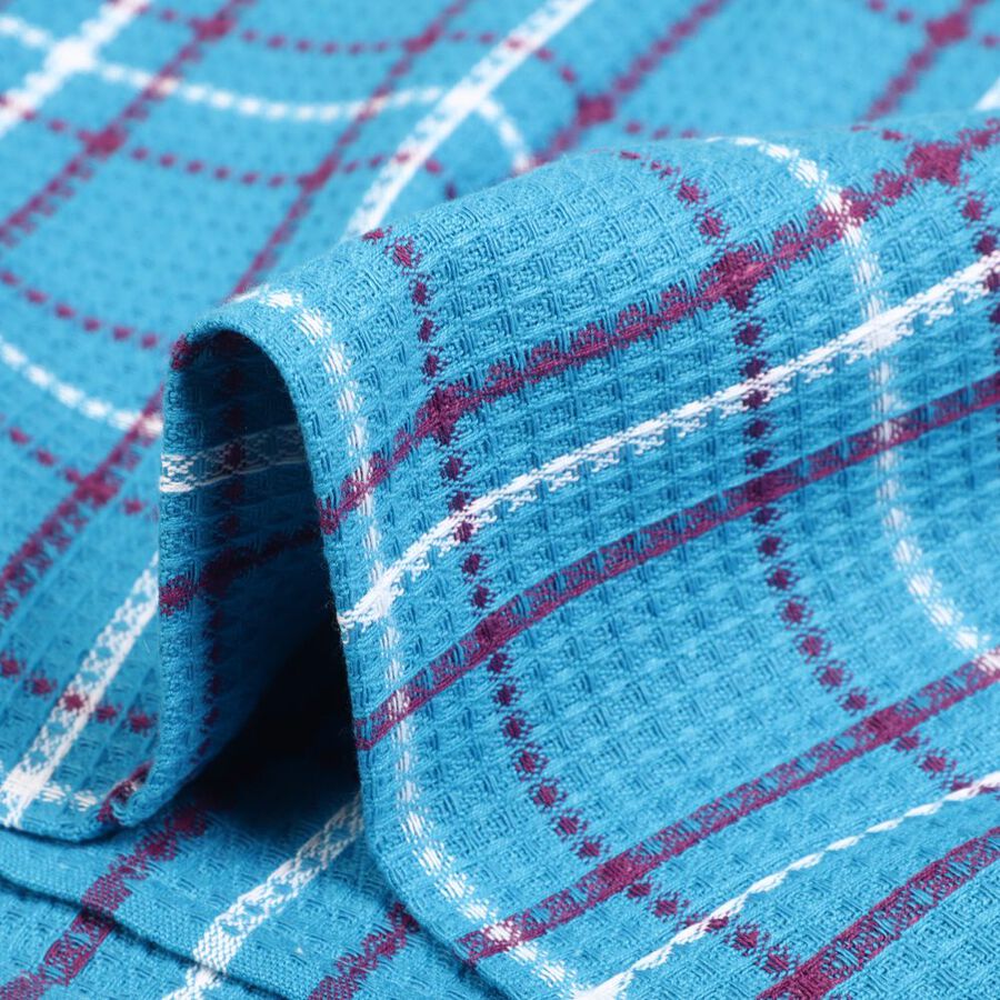 220 GSM Blue Cotton Blend Bath Towel, , large