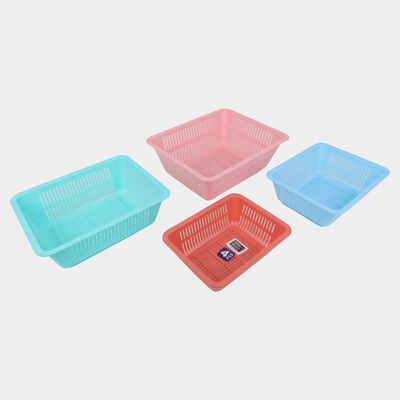 Multicolour Plastic Basket, Set of 4