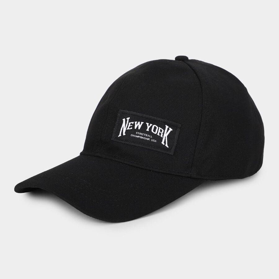 Men's Black Fabric Cap, , large
