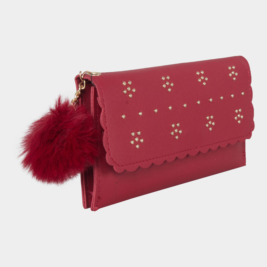 Women's Red Polyurethane Hand Pouch, , large image number null